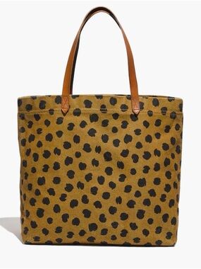 Madewell Canvas Transport Tote Bag in a leopard or cheetah print